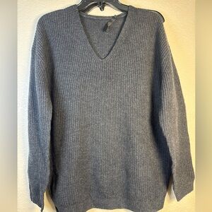 Jenni Kayne Cabin Sweater Gray V-Neck Wool Cashmere Size XS ⭐️